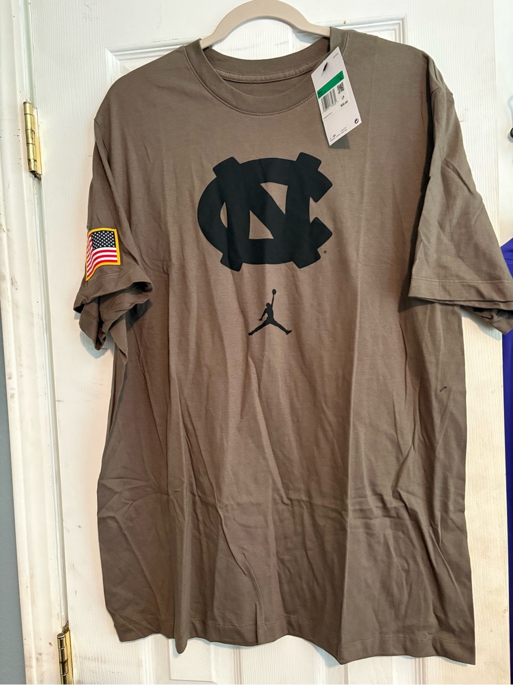 Nike Olive Green Short Sleeve Tee with Black UNC Logo